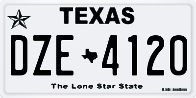 TX license plate DZE4120