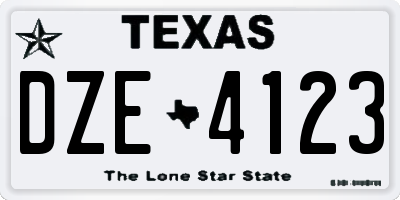 TX license plate DZE4123