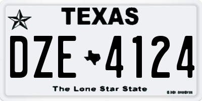 TX license plate DZE4124
