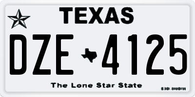 TX license plate DZE4125