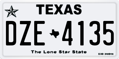 TX license plate DZE4135