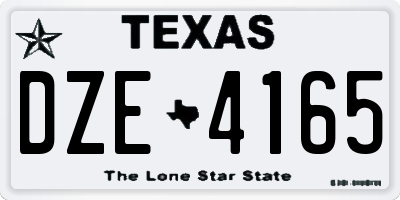 TX license plate DZE4165