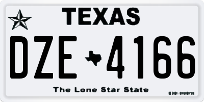 TX license plate DZE4166
