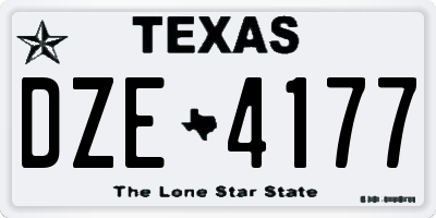 TX license plate DZE4177