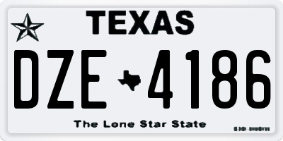 TX license plate DZE4186