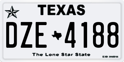 TX license plate DZE4188