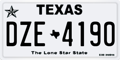 TX license plate DZE4190