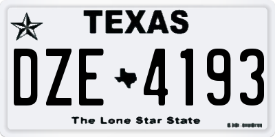 TX license plate DZE4193