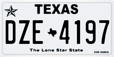 TX license plate DZE4197