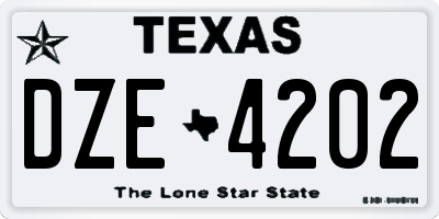 TX license plate DZE4202