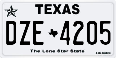 TX license plate DZE4205