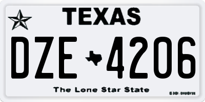 TX license plate DZE4206