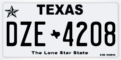 TX license plate DZE4208