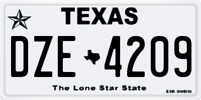 TX license plate DZE4209