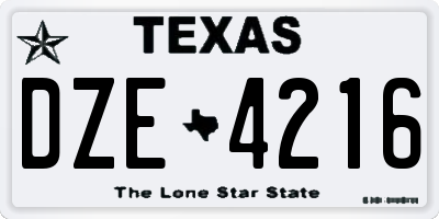 TX license plate DZE4216