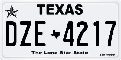 TX license plate DZE4217