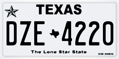 TX license plate DZE4220