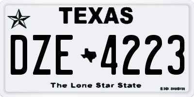 TX license plate DZE4223