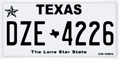 TX license plate DZE4226