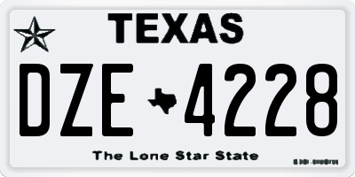 TX license plate DZE4228