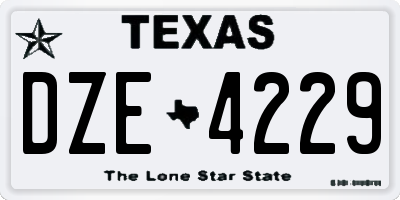 TX license plate DZE4229