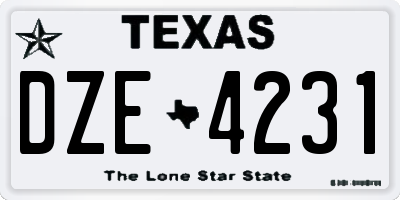 TX license plate DZE4231