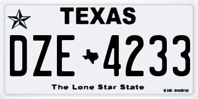 TX license plate DZE4233