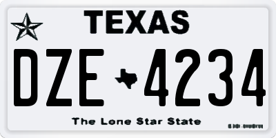 TX license plate DZE4234