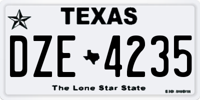 TX license plate DZE4235