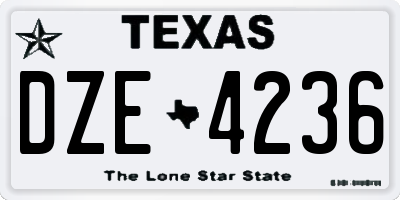 TX license plate DZE4236
