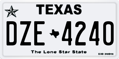 TX license plate DZE4240