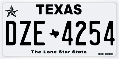 TX license plate DZE4254