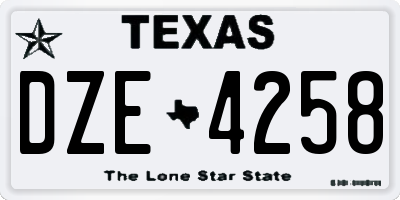 TX license plate DZE4258
