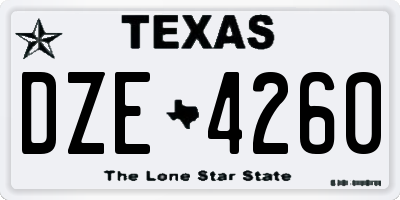 TX license plate DZE4260