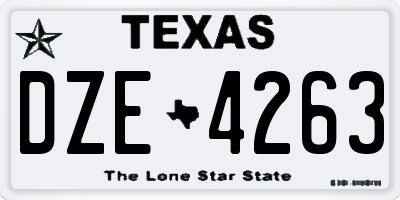 TX license plate DZE4263