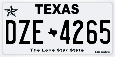 TX license plate DZE4265