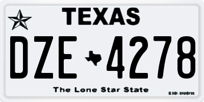 TX license plate DZE4278
