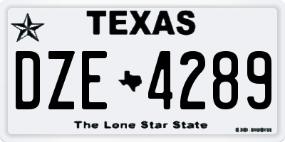 TX license plate DZE4289