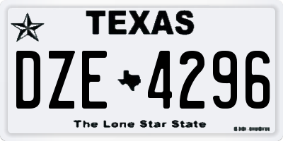 TX license plate DZE4296