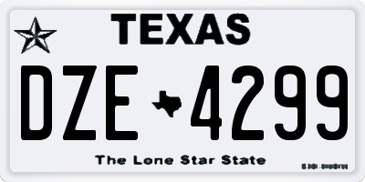 TX license plate DZE4299
