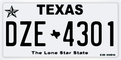 TX license plate DZE4301