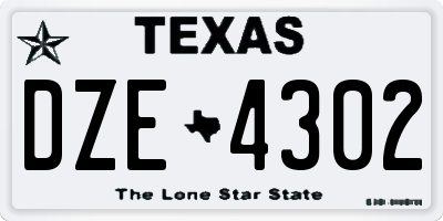 TX license plate DZE4302