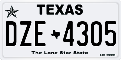 TX license plate DZE4305