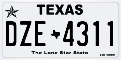 TX license plate DZE4311