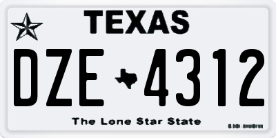 TX license plate DZE4312