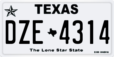 TX license plate DZE4314