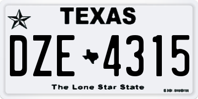 TX license plate DZE4315
