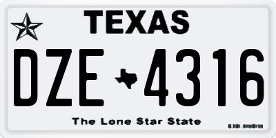 TX license plate DZE4316