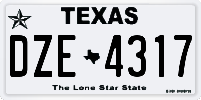 TX license plate DZE4317