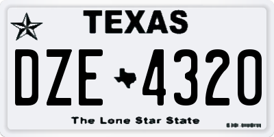TX license plate DZE4320